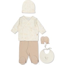 Bebetto Organik Raporlu Interlok Zıbın Set 5li (Organıc Farm) Bej