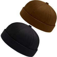 Aida Jewelss 2 Li Set %100 Pamuk Cap Ayarlanabilir Docker Şapka Yazlık Takke Şapka Retro Şapka Takke Şapka