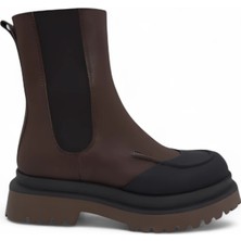 Luglio Shoes Hakiki Deri Kahverengi Lastikli Kadın Bot