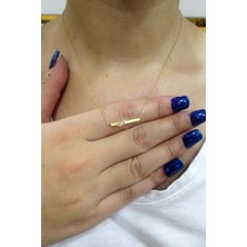 Şamlı Erdoğan Kadın Sarı 14 Ayar Altın Çizgi Kirpik Kolye