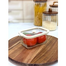 Arow Hıelo 800 ml Cam Saklama Kabı-Krem Şerit