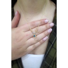 Şamlı Erdoğan Kadın Altın Dorika Göz Boncuk Kolye 14 Ayar