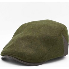 Külah Erkek Şapka Yünlü Dokulu Deri Aksesuarlı Spor Kasket