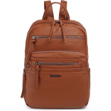 Hüvendo Barcelona Günlük Orta Boy Spor Çok Cepli Kadın Sırt Çantası 1928 Taba