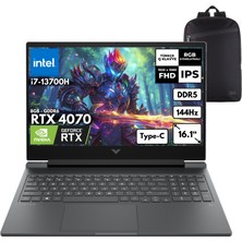 Hp Victus 16-R0071NT I7-13700H 32-Gbddr5 4 Tbssd RTX4070 (8gb) 16.1" Fhd Windows 11 Pro + Zg Sırt Çantası 8V898EAZG27