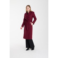 Bolivente Bordo Kol Düğme Detaylı Regular Astarlı Kaban