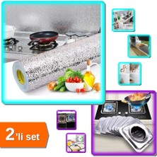 Hereveoyuncak Alüminyum Folyo Yapışkanlı Mutfak Koruyucu 2 Metre + 10 Adet Ocak Koruyucu Folyo - 2li Set H7E9X2