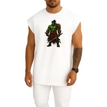 Bahriyeli Collection Oversize Hulk Samurai Kılıç Göğüs Baskılı Atlet