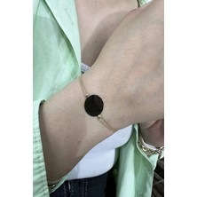 Şamlı Erdoğan 14 Ayar Altın Minimal Yuvarlak Plaka Bileklik