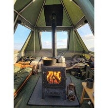 Katlanır Portatif Kamp ve Çadır Sobası - Mini Odun Sobası  (Tam Set - Borular Dahil)