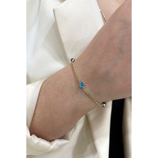 Şamlı Erdoğan 14 Ayar Altın Göz Nazar Boncuk Detay Halka Bileklik