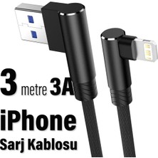 Elixem İphone Uyumlu USB 3.0A Data ve Şarj Kablosu Hasır L Tipi 3 Metre