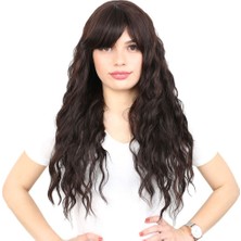 Mg Perçemli Uzun Su Dalgası Fiber Sentetik Peruk/ Koyu Kahve