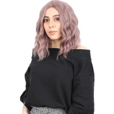 Mg Fiber Sentetik Kısa Dalgalı Perçemsiz Peruk / Gül Kurusu