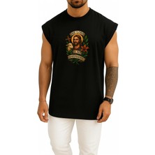 Bahriyeli Collection Oversize The Lord Is My Shepherd Göğüs Baskılı Atlet