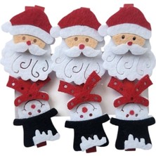 Parti Sürprizi Yılbaşı Partisi Noel Baba Kardan Adam Şekilli Mandal 6 Adet