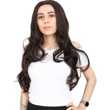 Mg Yoğun Dalgalı Fiber Sentetik Uzun Perçemsiz Peruk/koyu Kahve