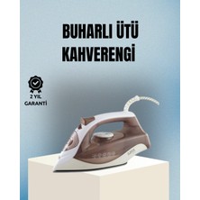 365Dükkan 2200 Watt Buharlı Ütü Kahverengi Seramik Taban Şok Buharlı