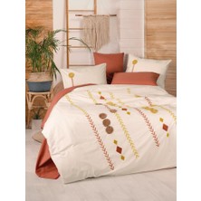 Mg Puff Nakışlı Ranforce Çift Kişilik Nev Takımı Amaris Kiremit