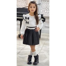 Eflins Deri Etekli Kız Çocuk Elbise