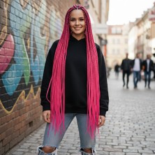 Mg Afrika Örgüsü ve Rasta Için Sentetik Saç / Koyu Pembe