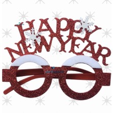 Parti Sürprizi Yılbaşı Partisi Happy Newyear Kırmızı Kartaneli Gözlük 1 Adet