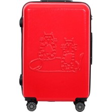 Es Dekor Design Cats Kırmızı Orta Boy 24" Valiz Koleksiyon 1 Adet