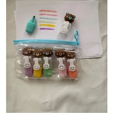 Facnspt Sevimli Ayıcık Tasarımlı Mini Fosforlu Kalem Seti – 6 Renk