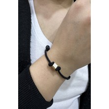 Şamlı Erdoğan 14 Ayar Altın Küp Siyah Ipli Unisex Bileklik