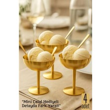 Skygo 4 lü Gold Inox Çelik Ayaklı Dondurma ve Sunum Kasesi – Tatlı, Lokum ve Sunum Kabı