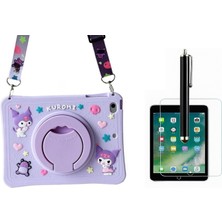 Ennar iPad 7.nesil 10.2 Inç A2197 A2198 Kuromi Askılı Tablet Kılıfı+Kalemi+Kirilmaz Cam