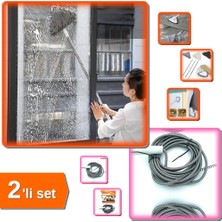 Hereveoyuncak 150 cm Teleskopik Saplı Üçgen Mop Cam Fayans + 3 Metre Lavabo ve Gider Boru Açacağı - 2li Set Z3G1F3