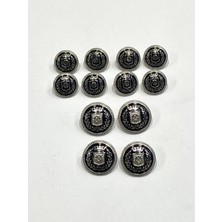 Blazer Ceket Düğmesi Takımı 4+8 / Çelenk Model /gümüş Içi Siyah