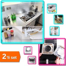 Hereveoyuncak 2 Metre Alüminyum Folyo Yapışkanlı Mutfak Koruyucu + 10 Adet Folyo Ocak Koruyucusu - 2li Set D9C6W0