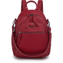 Hüvendo Barcelona Orta Boy Çok Cepli Omuz Askılı Spor ve Günlük Kadın Sırt Çantası Bordo