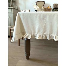 Lumıa Home Fırfırlı Keten  Bej Masa Örtüsü