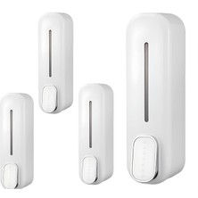 MAİN SHOP 4 Adet Beyaz Renk 350 ml Kapasiteli Manuel Sıvı Sabunluk Basmalı Model Duvara Monte M-24