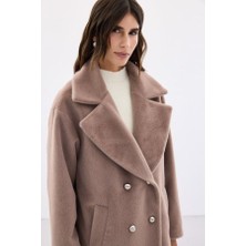 Sateen 6610 Uzun Düğme Detaylı Tüylü Kaban Vizon