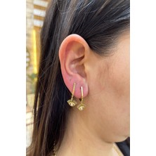 Şamlı Erdoğan 14 Ayar Altın Kirpik Göz Tektaş Sallantı Küpe