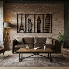 Ala Design Ikonik Yapılar Temalı Ahşap Duvar Tablosu