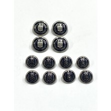 Blazer Ceket Düğmesi Takımı 4+8 / Çelenk Model /gümüş Içi Lacivert