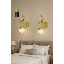 Asva Aydınlatma 2 Adet Kelebekli Tasarımlı Pilli Günışığı LED Duvar Apliği – Modern Dekoratif Krom Duvar Lambası