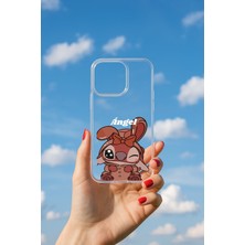Demina iPhone 14 Pro Uyumlu Soyulmayan Angel Baskılı Şeffaf Yumuşak Kılıf