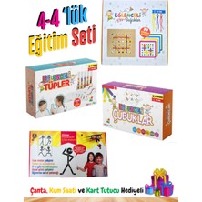 Miranino 4-4 'lük Eğitici Kutu Oyun Seti ( Montessori Çöp Adam-Eğlenceli Tüpler, Çubuklar ve Bağcıklar)