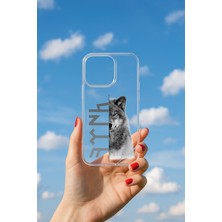 Demina iPhone 15 Pro Max Uyumlu Soyulmayan Kurt ve Türk Baskılı Şeffaf Yumuşak Kılıf