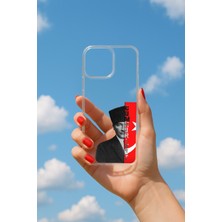 Demina iPhone 12 Pro Max Uyumlu Soyulmayan Atatürk Baskılı Şeffaf Yumuşak Kılıf