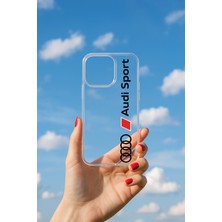 Demina iPhone 12/ 12 Pro Uyumlu Soyulmayan Audi Logo Baskılı Şeffaf Yumuşak Kılıf