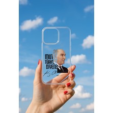 Demina iPhone 15 Pro Max Uyumlu Soyulmayan Atatürk Ne Mutlu Türküm Diyene Baskılı Şeffaf Yumuşak Kılıf