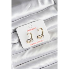 Clariss 14K Gold Renk Kaplama Burgu Halka cm Kadın Küpe KP-5538