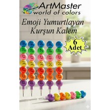 ArtMaster Emoji Kurşun Kalem Yumurtlayan 6 Adet Eğlenceli Gülen Yüzlü Kurşun Kalem Hediyelik Kurşun Kalem